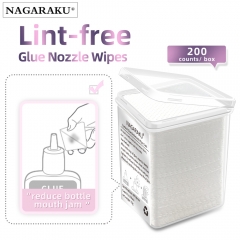 NAGARAKU 200 counts Eyelash Extension Glue Nozzle Wipes Paper Cotton Glue Bottle Mouth Cleaning Remover Paper Cleaner Pads