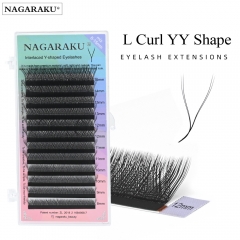 NAGARAKU YY Shape L Curl Eyelash Extension Hand Woven Premium Soft Light Natural Lashes Makeup Mesh Net Cross Eyelashes